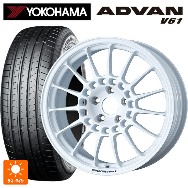 225/60R18 100V ヨコハマ アドバン V61 正規品 エンケイ エンケイスポーツ RC-T5 White 18-8J 国産車用 サマータイヤホイール4本セット|タイヤホイール専門店コニシタイヤ