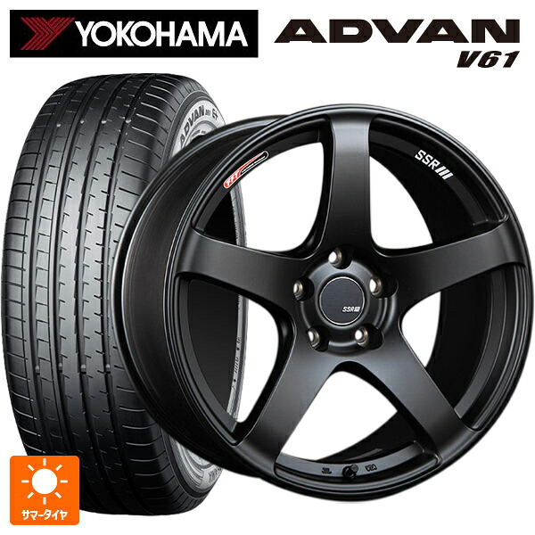 225/65R17 102V ヨコハマ アドバン V61 正規品 タナベ SSR GT V01 フラットブラック/レッドライン 17-7J 国産車用 サマータイヤホイール4本セット