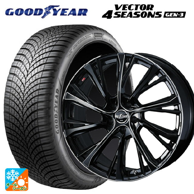 195/60R16 93V XL グッドイヤー ベクター4シーズンズ ジェン3 ウェッズ レオニス JG BK/SC 16-6.5J 国産車用 オールシーズンタイヤホイール4本セット