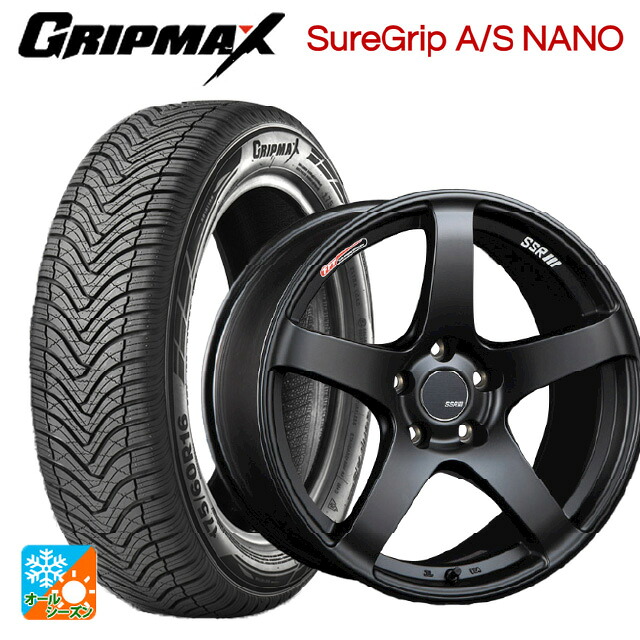 トヨタ プリウス(60系)用 195/60R17 90H グリップマックス シュアグリップ A/S ナノ ブラックレター タナベ SSR GT V01 フラットブラック 新品オールシーズンタイヤホイール 4本セット