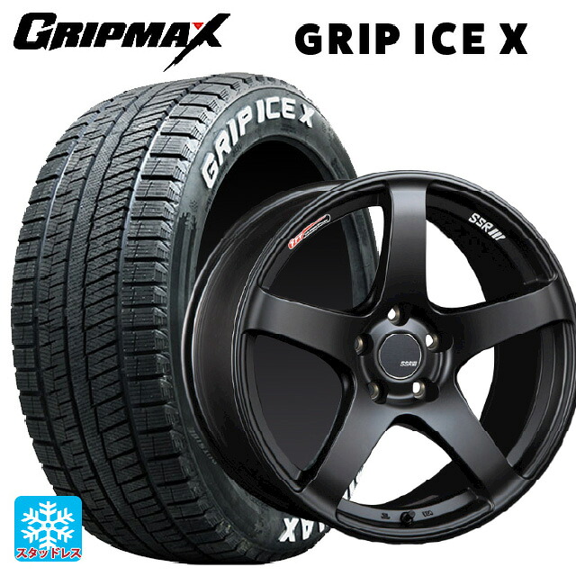 215/60R17 96T グリップマックス グリップアイスX ホワイトレター タナベ SSR GT V01 フラットブラック 17-7J 国産車用 スタッドレスタイヤホイール4本セット|タイヤホイール専門店コニシタイヤ