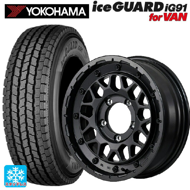 スズキ ジムニー(64系)用 185/85R16 111/109L ヨコハマ アイスガード IG91 for VAN エムアイディー ナイトロパワー M29 スティンガー バレルブラック 新品スタッドレスタイヤホイール 5本セット