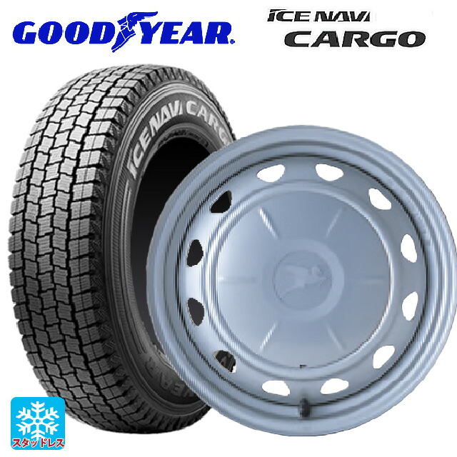トヨタ サクシード(160系)用 165/80R14 97/95N グッドイヤー アイスナビ カーゴ ウェッズ キャロウィン PC503 スチール(シルバー) 新品スタッドレスタイヤホイール 4本セット