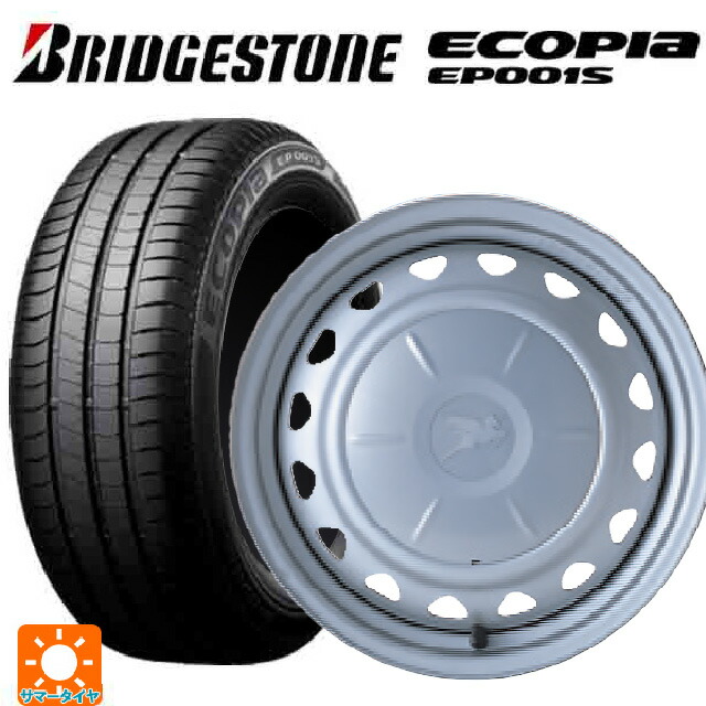 トヨタ シエンタ(10系)用 195/65R15 91H ブリヂストン エコピア EP001S 正規品 ウェッズ キャロウィン PS602 スチール(シルバー) 新品サマータイヤホイール 4本セット