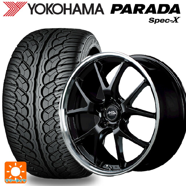 トヨタ bZ4X(11/15系)用 235/60R18 103V ヨコハマ パラダ PA02 エムアイディー MIDホイール エグゼ5 グロッシーブラック/リムポリッシュ 新品サマータイヤホイール 4本セット
