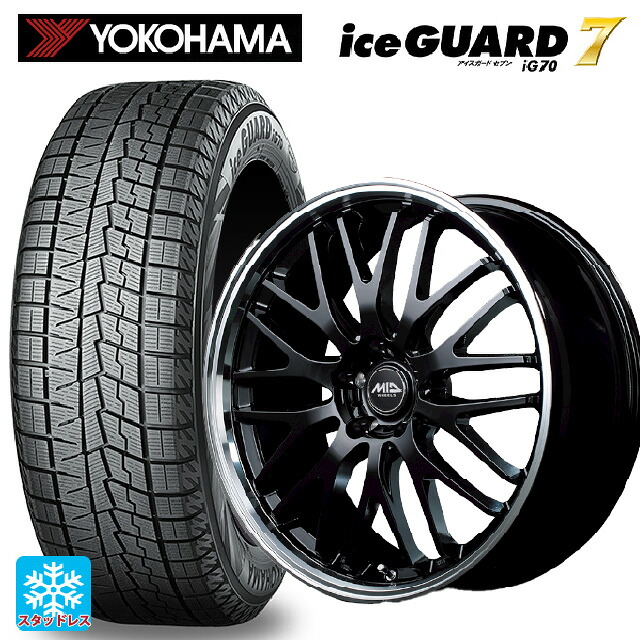 スバル レヴォーグ(VN系)用 225/45R18 95Q ヨコハマ アイスガード7(IG70) # エムアイディー MIDホイール エグゼ10 グロッシーブラック/リムポリッシュ 新品スタッドレスタイヤホイール 4本セット|タイヤホイール専門店コニシタイヤ
