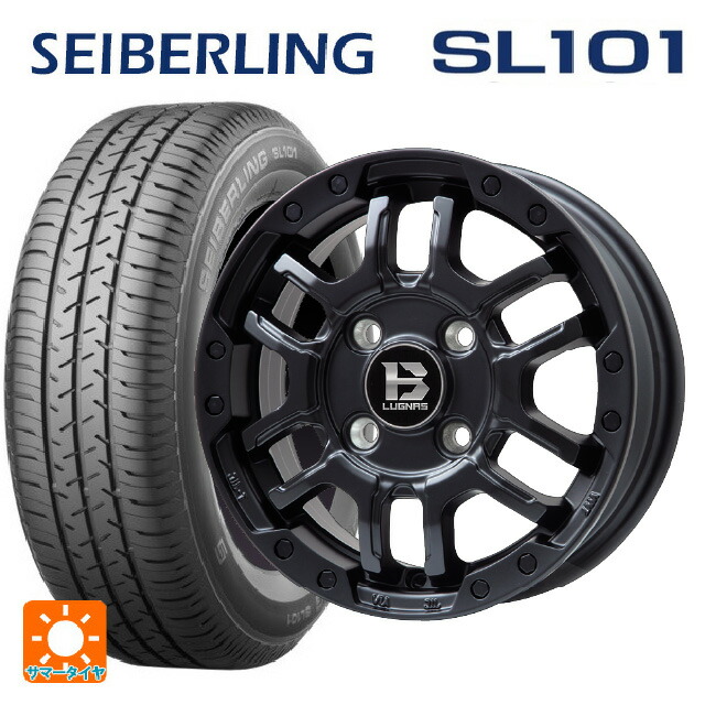 145/80R12 74S セイバーリング セイバーリング SL101(ブリヂストン工場生産） ビックウェイ ビーラグナス エフアールディー マットブラック 12-4J 国産車用 サマータイヤホイール4本セット