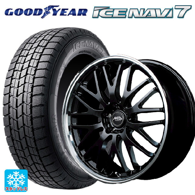 トヨタ アルファード(30系)用 2024年製 235/50R18 97Q グッドイヤー アイスナビ7(数量限定) # エムアイディー MIDホイール エグゼ10 グロッシーブラック/リムポリッシュ 新品スタッドレスタイヤホイール 4本セット|タイヤホイール専門店コニシタイヤ