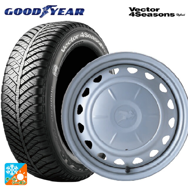 205/65R15 94H グッドイヤー ベクターフォーシーズンズ ハイブリッド ウェッズ キャロウィン PS602 スチール(シルバー) 15-6J 国産車用 オールシーズンタイヤホイール4本セット|タイヤホイール専門店コニシタイヤ