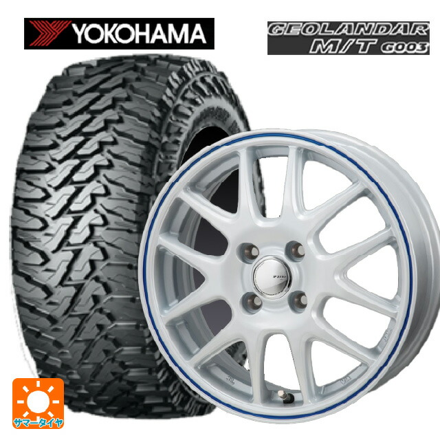145/80R12 80/78N ヨコハマ ジオランダー M/T G003 正規品 ジャパン三陽 ジェイピースタイル ジェファ パールホワイト/ブルーライン 12-3.5J 国産車用 サマータイヤホイール4本セット