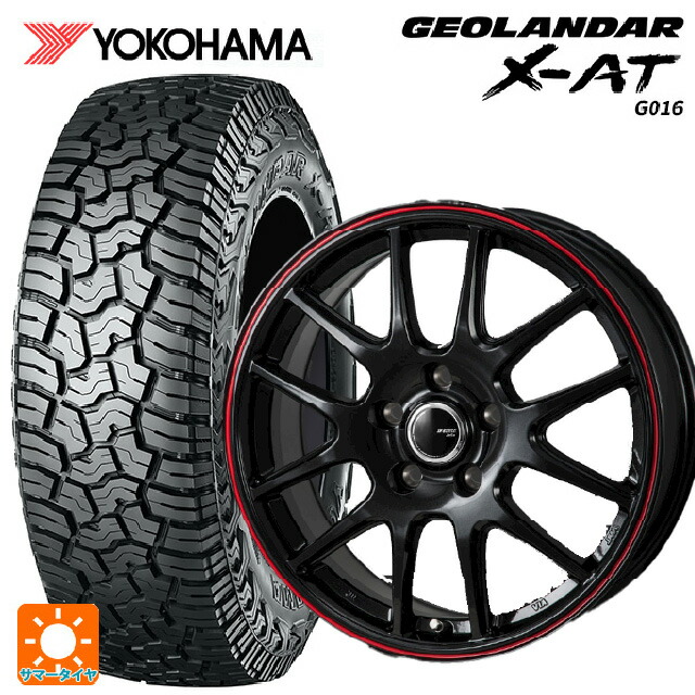 ダイハツ タフト(LA900/LA910)用 165/70R15 82S ヨコハマ ジオランダー X-AT G016 ブラックレター 正規品 ジャパン三陽 ジェイピースタイル ジェファ パールブラック/レッドライン 新品サマータイヤホイール 4本セット|タイヤホイール専門店コニシタイヤ