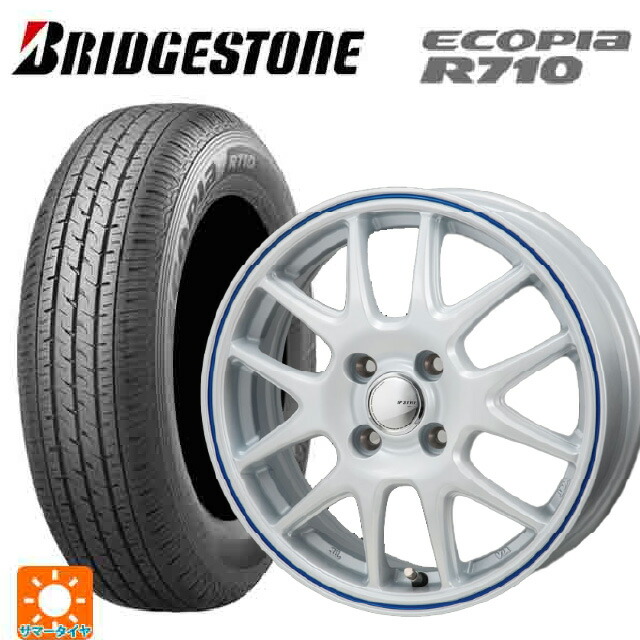 トヨタ プロボックス(160系)用 165/80R14 97/95N ブリヂストン エコピア R710 正規品 ジャパン三陽 ジェイピースタイル ジェファ パールホワイト/ブルーライン 新品サマータイヤホイール 4本セット｜タイヤホイール専門店コニシタイヤ