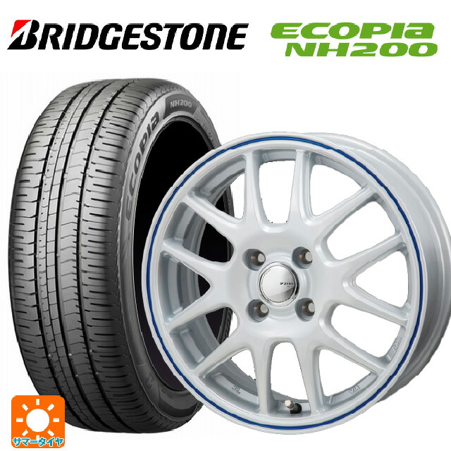 185/70R14 88S ブリヂストン エコピア NH200 正規品 ジャパン三陽 ジェイピースタイル ジェファ パールホワイト/ブルーライン 14-5.5J 国産車用 サマータイヤホイール4本セット