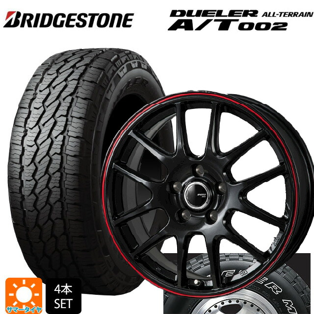 トヨタ RAV4(50系)用 245/70R16 111S XL ブリヂストン デューラー AT002 ホワイトレター 正規品 ジャパン三陽 ジェイピースタイル ジェファ パールブラック/レッドライン 新品サマータイヤホイール 4本セット