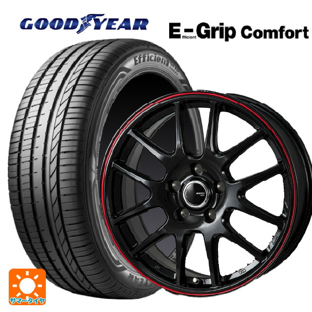 トヨタ シエンタ(10系)用 185/65R15 88H グッドイヤー エフィシェントグリップ コンフォート # ジャパン三陽 ジェイピースタイル ジェファ パールブラック/レッドライン 新品サマータイヤホイール 4本セット|タイヤホイール専門店コニシタイヤ