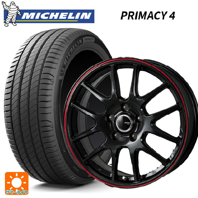 225/65R17 102H ミシュラン 正規品 プライマシー4 ジャパン三陽 ジェイピースタイル ジェファ パールブラック/レッドライン 17-7J 国産車用 サマータイヤホイール4本セット