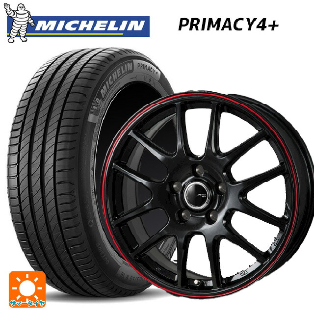 195/50R16 88V XL ミシュラン プライマシー4＋ 正規品 ジャパン三陽 ジェイピースタイル ジェファ パールブラック/レッドライン 16-6J 国産車用 サマータイヤホイール4本セット