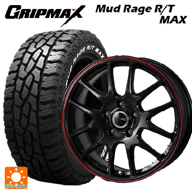 215/70R16 100/97R グリップマックス マッドレイジ RTマックス ホワイトレター ジャパン三陽 ジェイピースタイル ジェファ パールブラック/レッドライン 16-6.5J 国産車用 サマータイヤホイール4本セット