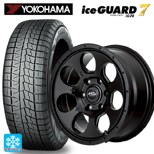 2025年製 195/60R16 89Q ヨコハマ アイスガード7(IG70) # エムアイディー MIDホイール マッドエージェント セミグロスブラック 16-7J 国産車用 スタッドレスタイヤホイール4本セット