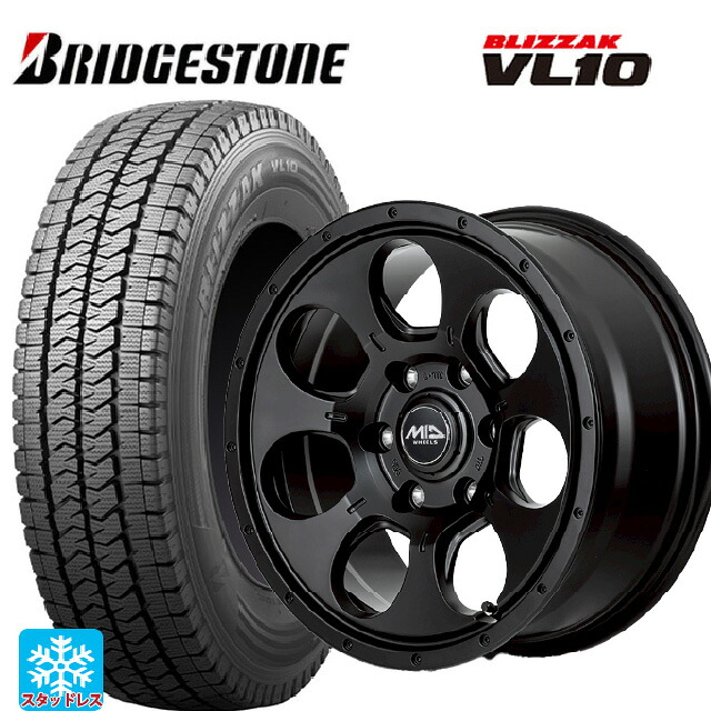 ニッサン NV350キャラバン(E26系)用 2025年製 195/80R15 107/105N ブリヂストン ブリザック VL10 正規品 # エムアイディー MIDホイール マッドエージェント セミグロスブラック 新品スタッドレスタイヤホイール 4本セット