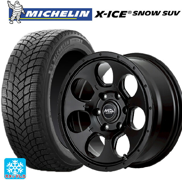 スズキ ジムニー(64系)用 215/70R16 100T ミシュラン 正規品 エックスアイス スノー SUV エムアイディー MIDホイール マッドエージェント セミグロスブラック 新品スタッドレスタイヤホイール 4本セット