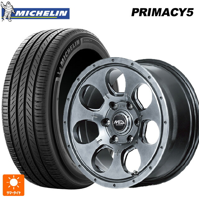 215/65R16 102V XL ミシュラン プライマシー5 正規品 エムアイディー MIDホイール マッドエージェント メタリックグレー 16-7J 国産車用 サマータイヤホイール4本セット