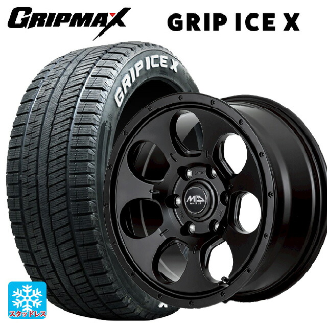 215/60R16 95T グリップマックス グリップアイスX ホワイトレター エムアイディー MIDホイール マッドエージェント セミグロスブラック 16-7J 国産車用 スタッドレスタイヤホイール4本セット