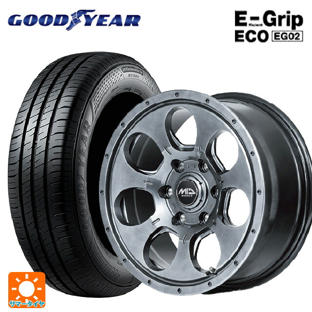 スズキ スイフトスポーツ(ZC33S)用 195/50R16 84V グッドイヤー エフィシェントグリップ エコ EG02 エムアイディー MIDホイール マッドエージェント メタリックグレー 新品サマータイヤホイール 4本セット