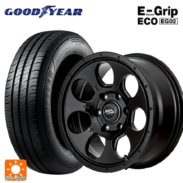 スズキ スイフトスポーツ(ZC33S)用 195/50R16 84V グッドイヤー エフィシェントグリップ エコ EG02 エムアイディー MIDホイール マッドエージェント セミグロスブラック 新品サマータイヤホイール 4本セット