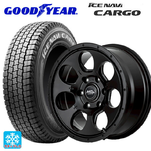 ニッサン NV350キャラバン(E26系)用 195/80R15 107/105N グッドイヤー アイスナビ カーゴ # エムアイディー MIDホイール マッドエージェント セミグロスブラック 新品スタッドレスタイヤホイール 4本セット