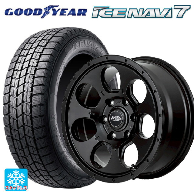 トヨタ プリウス(60系)用 2025年製 195/65R16 92Q グッドイヤー アイスナビ7(数量限定) エムアイディー MIDホイール マッドエージェント セミグロスブラック 新品スタッドレスタイヤホイール 4本セット