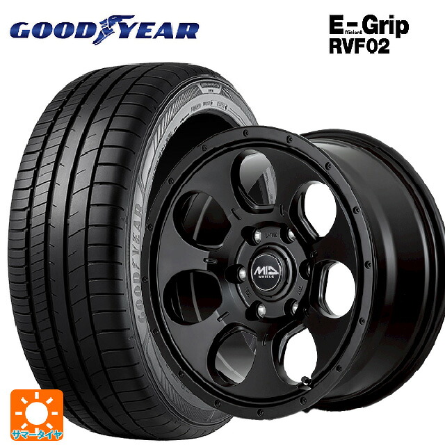 スズキ スイフトスポーツ(ZC33S)用 185/55R16 83V グッドイヤー エフィシェントグリップ RVF02 エムアイディー MIDホイール マッドエージェント セミグロスブラック 新品サマータイヤホイール 4本セット