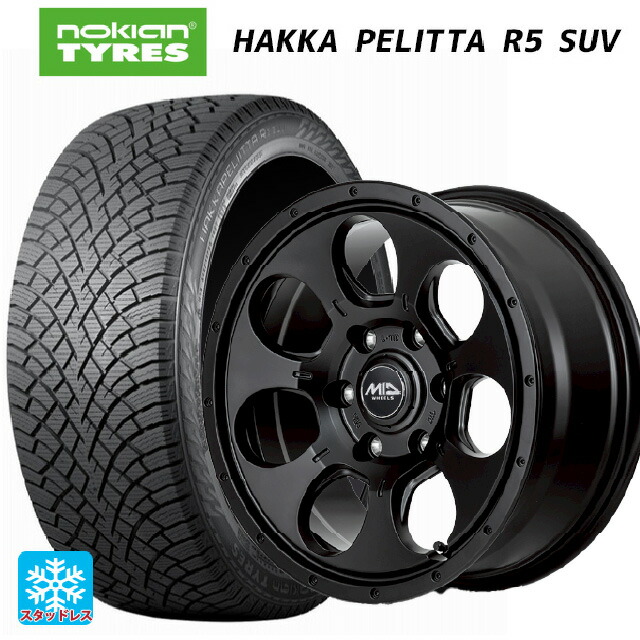 スズキ ジムニー(64系)用 215/70R16 100R ノキアン ハッカペリッタR5 SUV エムアイディー MIDホイール マッドエージェント セミグロスブラック 新品スタッドレスタイヤホイール 5本セット|タイヤホイール専門店コニシタイヤ