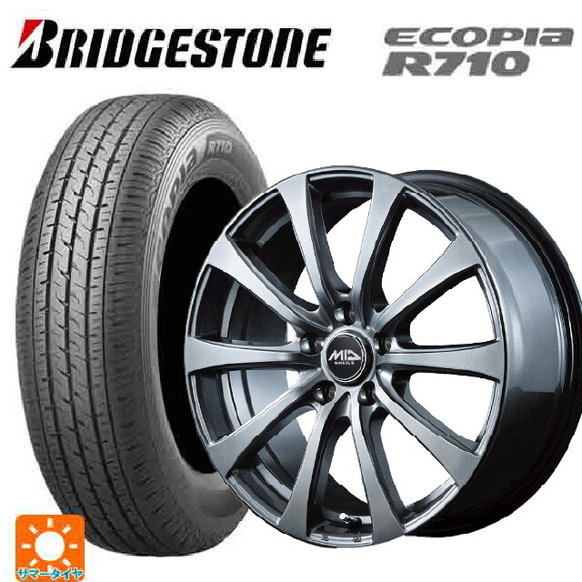 トヨタ サクシード(160系)用 155/80R14 88/86N ブリヂストン エコピア R710 正規品 エムアイディー MIDホイール G10 メタリックグレー 新品サマータイヤホイール 4本セット