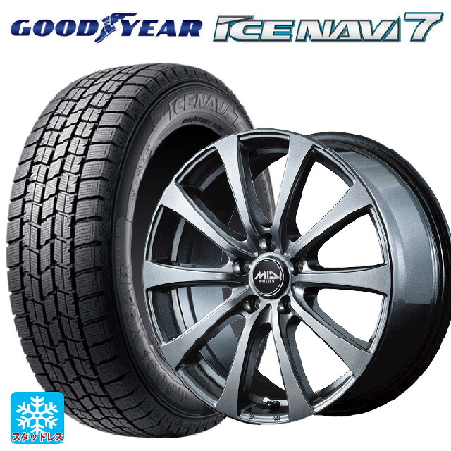 スズキ スイフト(ZC/ZD系)用 185/55R16 83Q グッドイヤー アイスナビ7(数量限定) # エムアイディー MIDホイール G10 メタリックグレー 新品スタッドレスタイヤホイール 4本セット|タイヤホイール専門店コニシタイヤ
