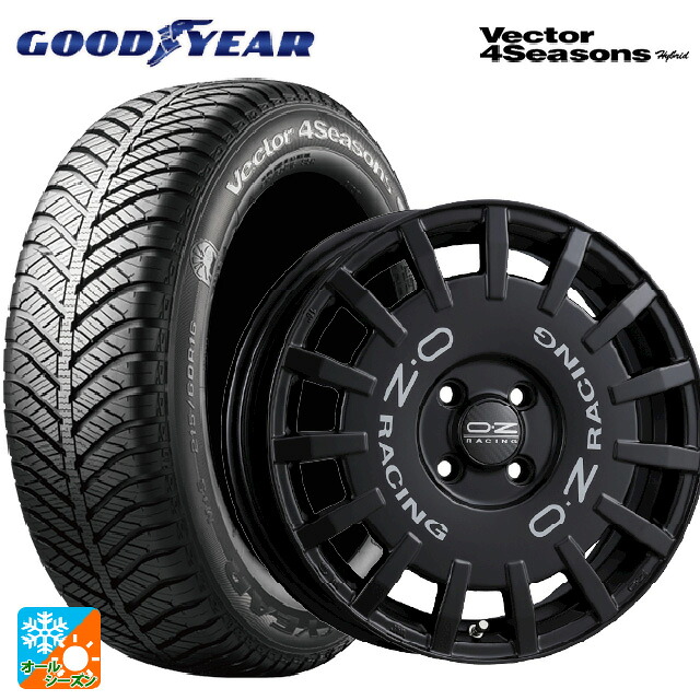 195/50R16 84H グッドイヤー ベクターフォーシーズンズ ハイブリッド オーゼット レーシング ラリーレーシング マットブラック 16-6.5J 国産車用 オールシーズンタイヤホイール4本セット|タイヤホイール専門店コニシタイヤ