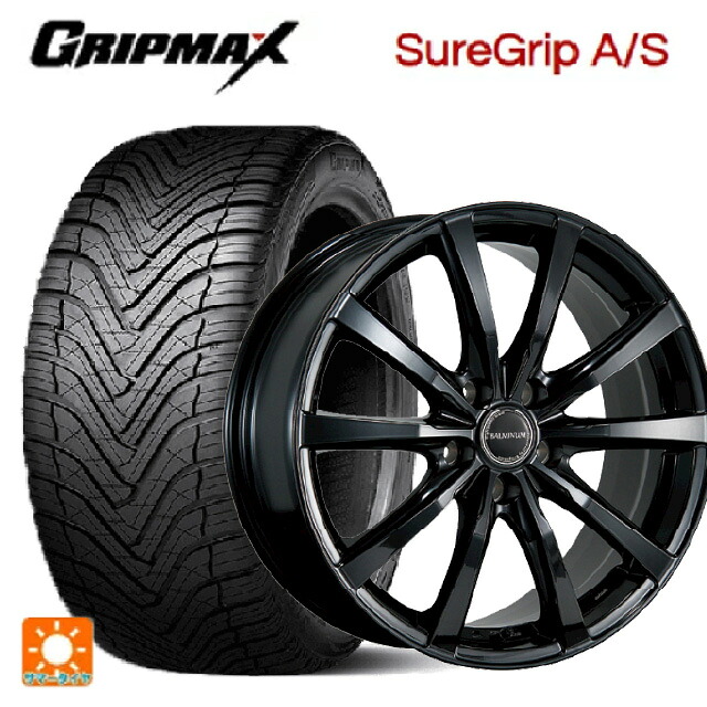 225/45R18 95W XL グリップマックス シュアグリップ A/S ブラックレター ブリヂストン バルミナ LS10 B 18-7.5J 国産車用 オールシーズンタイヤホイール4本セット