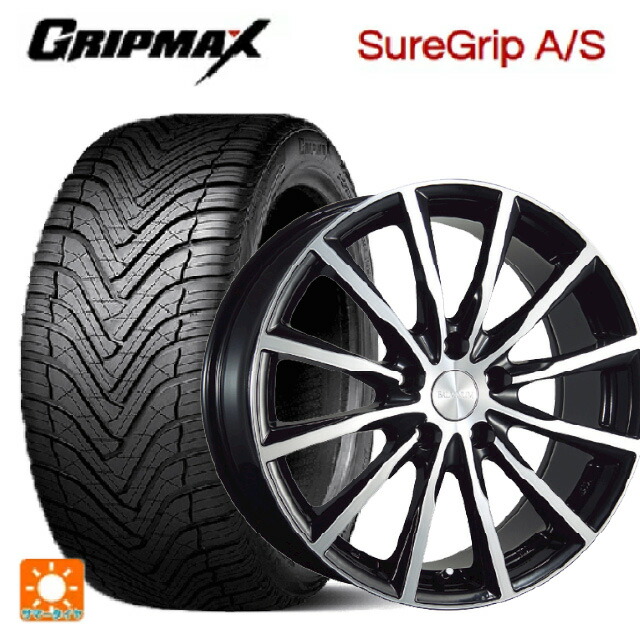 225/40R18 92W XL グリップマックス シュアグリップ A/S ブラックレター ブリヂストン バルミナ A12 B/N 18-7.5J 国産車用 オールシーズンタイヤホイール4本セット