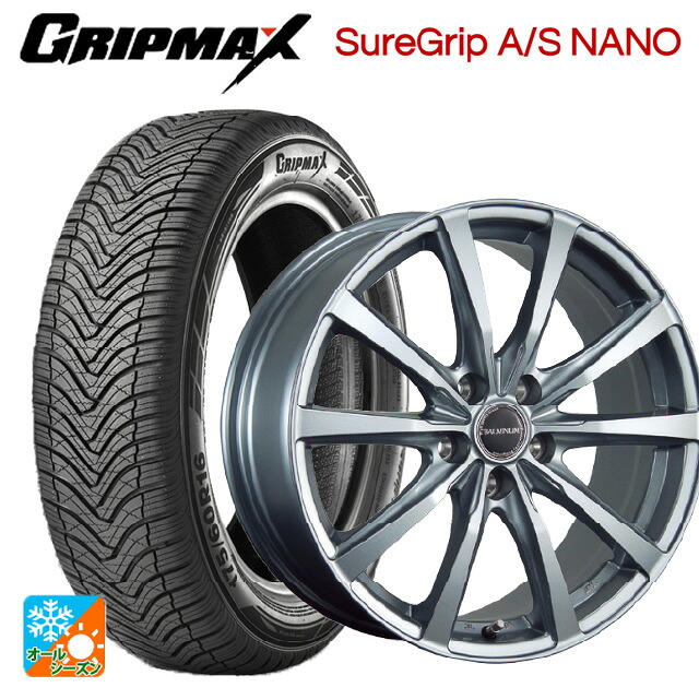 175/60R16 86V XL グリップマックス シュアグリップ A/S ナノ ブラックレター ブリヂストン バルミナ LS10 SG 16-6J 国産車用 オールシーズンタイヤホイール4本セット
