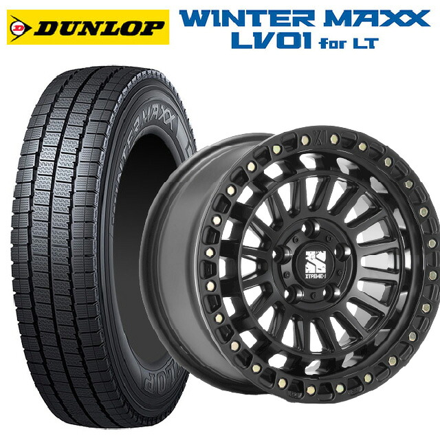 スズキ ジムニーノマド(JC74W)用 225/70R16 117/115N ダンロップ ウィンターマックス LV01 for VAN エムエルジェイ エクストリームJ XJ08 サテンブラック 新品スタッドレスタイヤホイール 5本セット｜タイヤホイール専門店コニシタイヤ