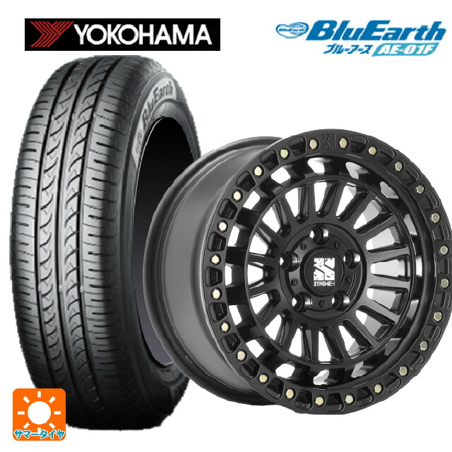 195/60R16 89H ヨコハマ ブルーアース AE01F エムエルジェイ エクストリームJ XJ08 サテンブラック 16-7J 国産車用 サマータイヤホイール4本セット