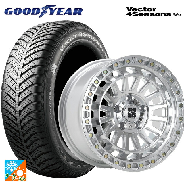 215/65R16 98H グッドイヤー ベクターフォーシーズンズ ハイブリッド エムエルジェイ エクストリームJ XJ08 グロスマシンド 16-6J 国産車用 オールシーズンタイヤホイール4本セット｜タイヤホイール専門店コニシタイヤ