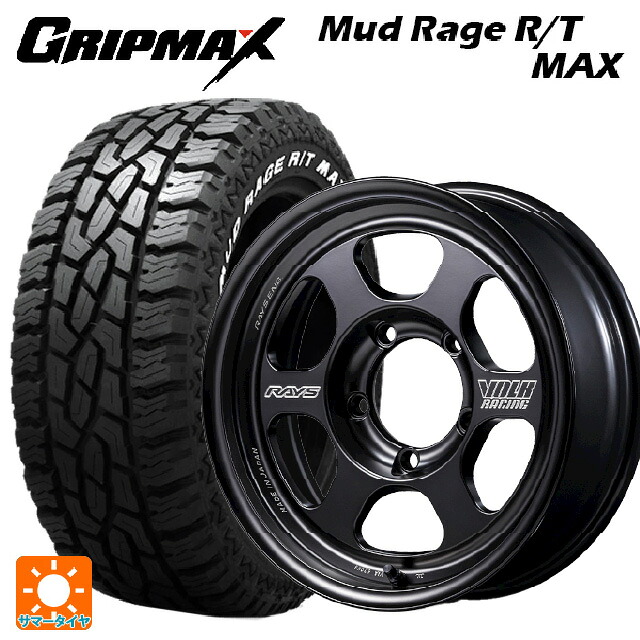 スズキ ジムニー(64系)用 215/70R16 100/97R グリップマックス マッドレイジ RTマックス ホワイトレター レイズ ボルクレーシング TE37 for J ブラックシャドウ LTD. PH 新品サマータイヤホイール 5本セット