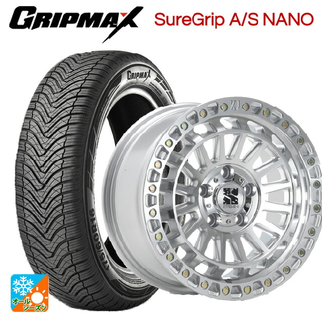 225/65R17 106V XL グリップマックス シュアグリップ A/S ナノ ブラックレター エムエルジェイ エクストリームJ XJ08 グロスマシンド 17-7.5J 国産車用 オールシーズンタイヤホイール4本セット 106,601円