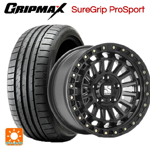 225/45R18 95Y XL グリップマックス シュアグリップ プロスポーツ ブラックレター エムエルジェイ エクストリームJ XJ08 サテンブラック 18-8J 国産車用 サマータイヤホイール4本セット