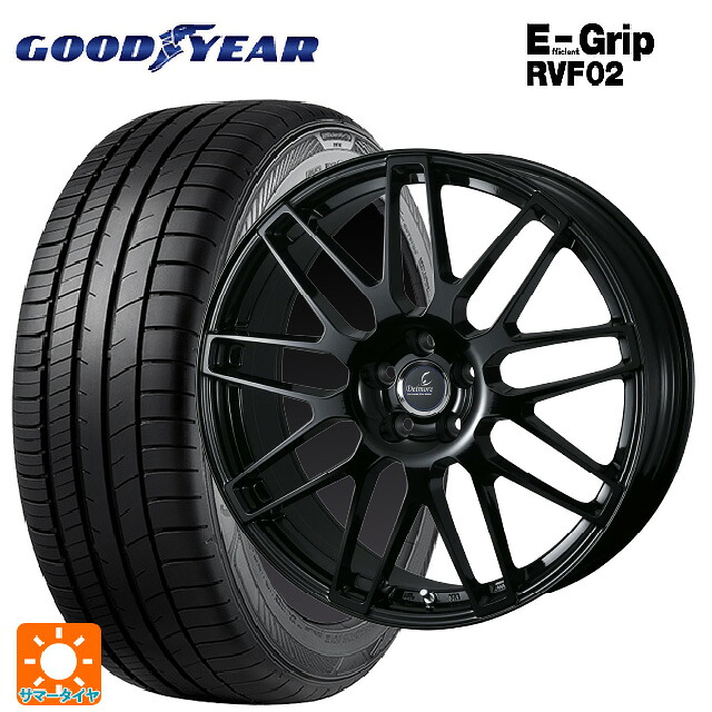 トヨタ クラウンクロスオーバー(35系)用 225/55R19 103W XL グッドイヤー エフィシェントグリップ RVF02 ウェッズ デルモア LC.S グロスブラック 新品サマータイヤホイール 4本セット
