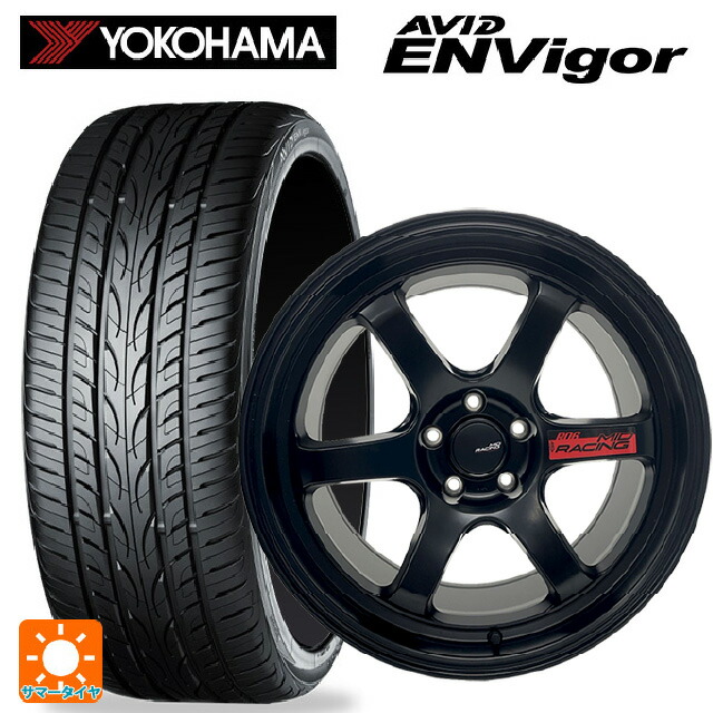 ホンダ プレリュード(BF1)用 235/45R18 98W ヨコハマ エービット エンビガー S321 エムアイディー MIDレーシング R06 ブラックエディション セミグロスブラック 新品サマータイヤホイール 4本セット