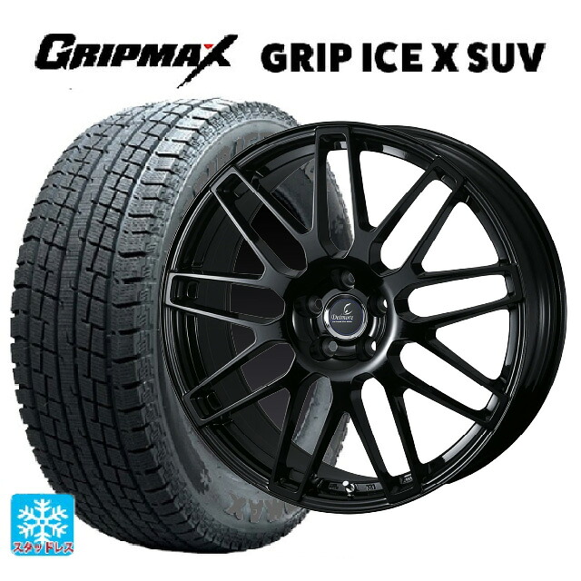 トヨタ クラウンエステート(AZSH38/39)用 235/60R18 107H XL グリップマックス グリップアイスX SUV ブラックレター # ウェッズ デルモア LC.S グロスブラック 新品スタッドレスタイヤホイール 4本セット