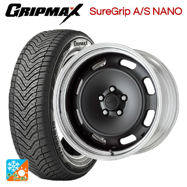 195/60R17 90H グリップマックス シュアグリップ A/S ナノ ブラックレター ワーク シーカー DT MBL 17-6J 国産車用 オールシーズンタイヤホイール4本セット