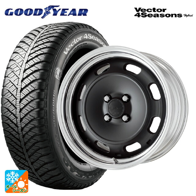 185/55R16 83H グッドイヤー ベクターフォーシーズンズ ハイブリッド ワーク シーカー DT MBL 16-6J 国産車用 オールシーズンタイヤホイール4本セット